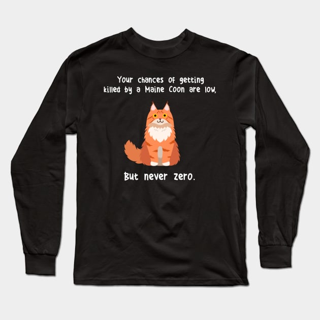 Maine Coon Cat Never Zero Long Sleeve T-Shirt by Psitta